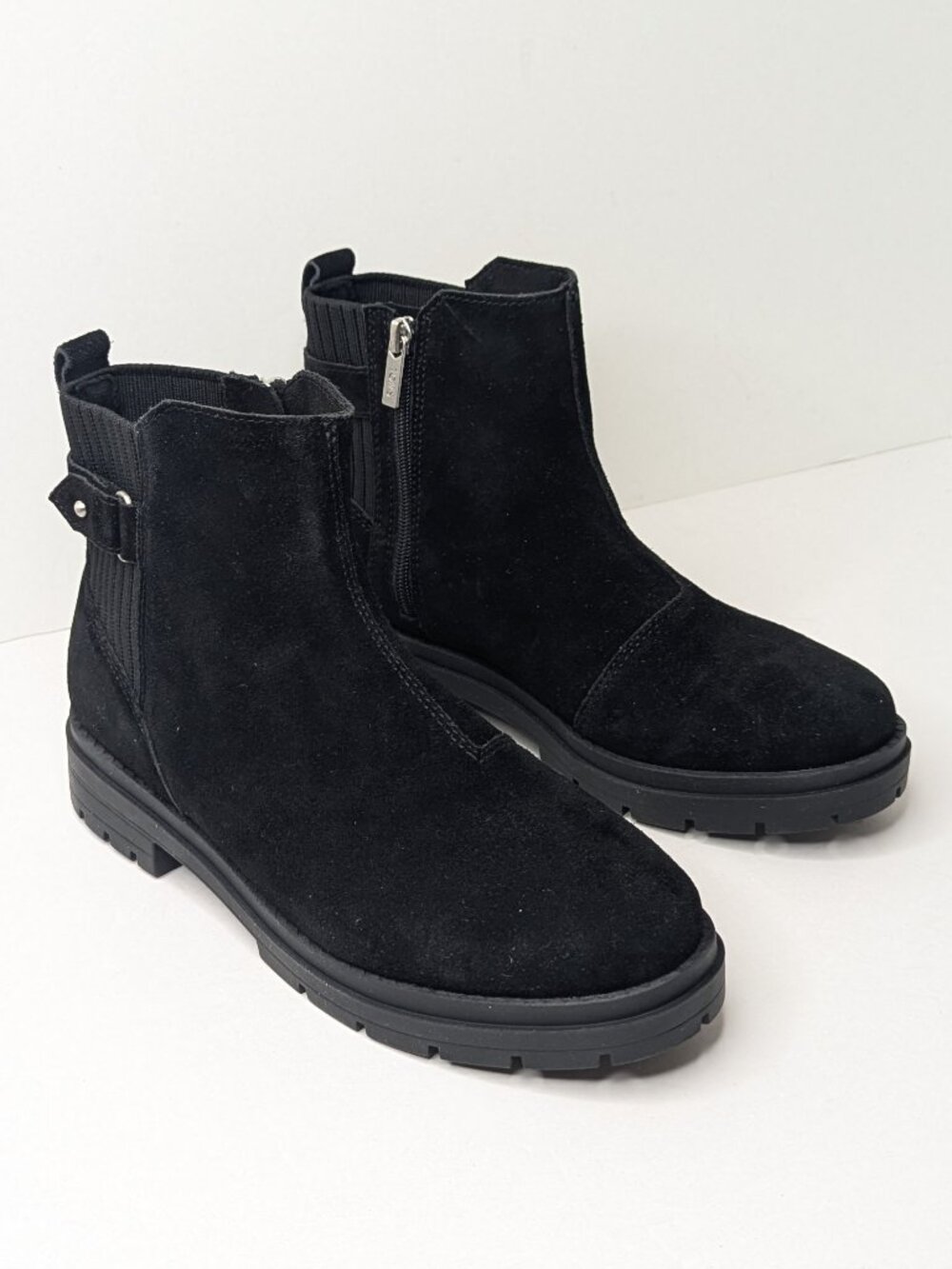 Toms Astrid Lug Sole Ankle Boots Black Suede Womens 9